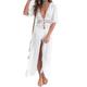 robe blanche Robe d'été Vêtement couvrant Femme robe longue Lacet Ouvert Vacances Plage Trapèze Col V Demi Manches Standard Noir Blanche Bleu S M L XL 2XL