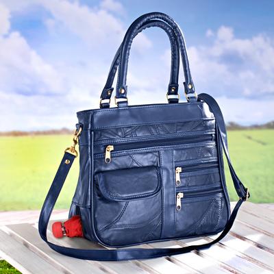 Ledertasche Patchwork blau Image