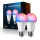 Smart Light Bulb WiFi Bluetooth Connect RGBCW Color Changing Dimmable LED Bulbs A19 E26 9W (80W Equivalent) Works with Alexa Google Home Siri Shortcut No Hub Required
