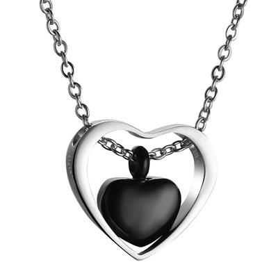 memory cremation ashes jewelry double heart urn necklace for ashes keepsake memorial pendant urn lockets for ashes for loved one(silver and gold)