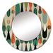 Design Art Retro Abstract Drops X - Modern Geometric Multi-Color Round Mirror, Metal in White | 36 H x 36 W x 1 D in | Wayfair MTMIR102184-C36