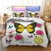 Butterfly Bedding Set Butterfly Duvet Cover Set Twin Full Queen King Size Blue Purple Butterflies Printed Comforter Cover Set for Girls Kids Teens 1 Quilt Cover 2 Pillowcases 3 Piece