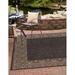 Unique Loom Floral Border Outdoor Border Rug 13 0 x 13 0 Square Charcoal Gray