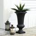 Fiber Stone Tall Urn Planter For Outdoor Plants Black Large Flower Pots For Front Porch Indoor Outdoor Use In Patio Living Room Garden Courtyard