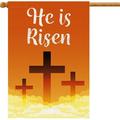 HGUAN He is Risen Religious Easter Garden Flags Vertical Double Sided Cross Yard Outside Decoration 28x40 Inch