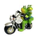 JUNWELL Resin Frog Ornament Frogs Sitting on Motorbike Decoration Funny Frog Indoor Outdoor Statue Frog Garden Statue Frog Figurine for Living Room Courtyard Garden Balcony