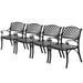 PATIO-IN Outdoor Bistro Dining Chairs Set 4 Cast Iron Patio Bistro Chair with Armrest for Patio Furniture Set Black