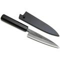 Kurouchi Black-Forged Blue Steel Stainless Clad Petty Utility Knife Ebony Handle (5.3 (135Mm) & Saya)