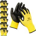 ACKTRA Ultra-Thin Polyurethane (PU) Coated Nylon Safety WORK GLOVES 12 Pairs Knit Wrist Cuff for Precision Work for Men & Women WG002 Yellow Polyester Black Polyurethane Small