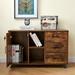 Mobile File Cabinet with 3 Lockable Drawers Lateral Printer Stand with Open Storage Shelf Brown