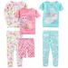 Simple Joys by Carter s Toddler Girls 6-Piece Snug Fit Cotton Pajama Set Bunny/Animals Green 2T