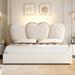 Mercer41 Breckynn Platform Storage Bed w/ LED Lights Upholstered/Velvet/Metal in White | 55.1 H x 66.1 W x 83.9 D in | Wayfair