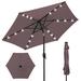 Arlmont & Co. 7.5Ft Outdoor Solar Patio Umbrella For Deck, Pool W/Tilt, Crank, LED Lights - Cerulean, Steel in Brown | Wayfair