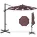 Arlmont & Co. 10Ft 360-Degree Solar LED Lit Cantilever Patio Umbrella, Outdoor Hanging Shade in Brown | 105 H x 123 W x 155 D in | Wayfair