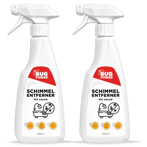 BugPower Schimmel Entferner Spray + Chlor - für Fliesen, Fugen, Wände & Decken Schimmelentferner: 2 x 500 ml Image
