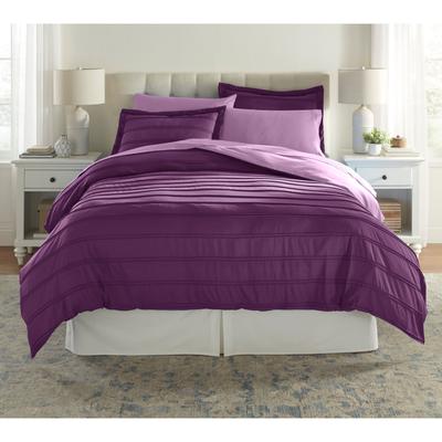 BH Studio Pintucked Duvet Cover by BrylaneHome in Plum Dusty Lavender (Size TWIN)