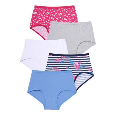 Plus Size Women's Stretch Cotton Brief 5-Pack by Comfort Choice in Floral Stripe Pack (Size 11) Underwear