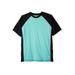 Men's Big & Tall Raglan sleeve swim shirt by KingSize in Heather Tidal Green Black (Size L)