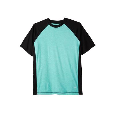 Men's Big & Tall Raglan sleeve swim shirt by KS Island in Heather Tidal Green Black (Size 4XL)