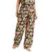 Plus Size Women's Wide-Leg Printed Trousers by June+Vie in Black Textured Wallflower (Size 14/16)