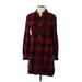 Wilfred Free Casual Dress - Shirtdress High Neck Long sleeves: Burgundy Plaid Dresses - Women's Size X-Small