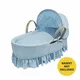 Kinder Valley Broderie Anglaise Blue Baby Moses Basket Bedding Set For Newborn Baby Boy