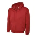 Uneek - Unisex Adults Classic Full Zip Hooded Sweatshirt/jumper - 50% Polyester 50% Cotton - Red - Size Xl