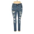 Torrid Jeggings - High Rise Skinny Leg Boyfriend: Blue Bottoms - Women's Size 16 Plus - Distressed Wash