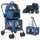 Costway 3-In-1 Double-Layer Pet Stroller Pushchair Folding Dog Cat Walk Travel Carrier