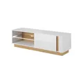 Arte Elegant White Gloss & Oak Arco Tv Cabinet H460mm W1380mm D400mm With Storage