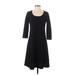 Cut Loose Casual Dress - A-Line Scoop Neck 3/4 sleeves: Black Print Dresses - Women's Size X-Small