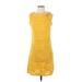 Lina Tomei Casual Dress - Shift: Yellow Solid Dresses - Women's Size Small