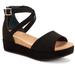 Giani Bernini Shoes | Giani Bernini Womens Black Adjustable Cushioned Ellenaa Round Toe Wedge Buckle | Color: Black | Size: 10