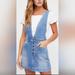 Free People Dresses | Free People Old School Love Denim Overall Jumper Blue Jean Mini Dress | Color: Blue | Size: 4