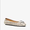 Michael Kors Shoes | Michael Kors Lillie Leather Moccasin In Snakeskin (Size 5) | Color: Gray/White | Size: 5