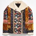 Free People Jackets & Coats | Free People Out With A Bang Embroidered Oriental Mixed Print Jacket Coat | Color: Blue/Gold | Size: Xs
