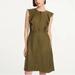 J. Crew Dresses | Jcrew Nwt Petite Linen/Cupro Size 4p Olive Green Ruffle-Sleeve Dress | Color: Green | Size: 4p