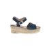 Andre Assous Wedges: Blue Print Shoes - Women's Size 8 - Open Toe