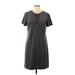 Jessica Howard Casual Dress - Shift Tie Neck Short sleeves: Gray Print Dresses - Women's Size 12