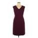 Donna Morgan Casual Dress - Sheath: Burgundy Solid Dresses - Women's Size 14 Petite