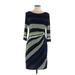 Tahari by ASL Casual Dress - Sheath: Blue Stripes Dresses - Women's Size 10