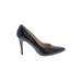 Nine West Heels: Slip On Stiletto Classic Black Solid Shoes - Women's Size 7 1/2 - Pointed Toe