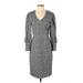 ABS Collection Casual Dress - Sheath V-Neck 3/4 sleeves: Gray Print Dresses - Women's Size 4