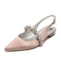 SOVORM Slingback Flats for Women Rhinestones Strap Comfortable Low Heels Bridal Wedding Guest Dress Prom Pumps Shoes,Dusty Rose,7 UK