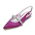 SOVORM Slingback Flats for Women Rhinestones Strap Comfortable Low Heels Bridal Wedding Guest Dress Prom Pumps Shoes,Purple,7 UK