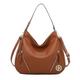 Kailaien Women's Soft Pu Leather Leisure Bag With Zipper Shoulder Bag, Hobo Adjustable Shoulder Strap Single Shoulder Bag, Brown, One Size