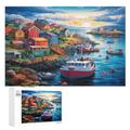 Sunset over The Harbour Puzzles 1000 Pieces Jigsaw Puzzles For Teens And Adults - Sunset over The Harbour Wooden Jigsaw Puzzle Family Activity Jigsaw Puzzles Educational Games （75×50cm）