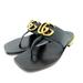 Gucci Shoes | Gucci Gg Logo Black Leather Thong Gold Textured Block Heel Sandals 37.5 | Color: Black | Size: 37.5eu