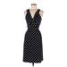 Ann Taylor LOFT Outlet Casual Dress - Wrap V Neck Sleeveless: Black Polka Dots Dresses - Women's Size 8