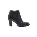 AQUATALIA Ankle Boots: Chelsea Boots Chunky Heel Casual Black Print Shoes - Women's Size 8 1/2 - Round Toe